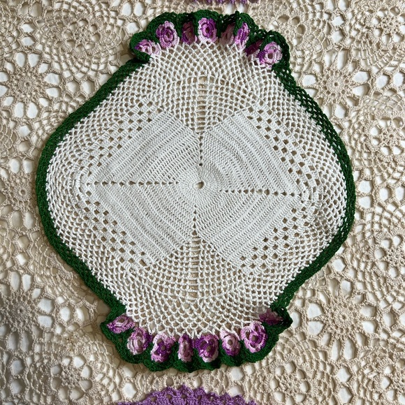 Unique OOAK Crochet Doily Table Mat or Dresser Set of Three - Picture 7 of 9